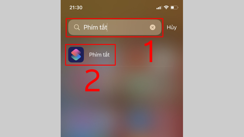 Tiến hành chọn phím tắt trên thanh Tìm kiếm Tiến hành chọn phím tắt trên thanh Tìm kiếm