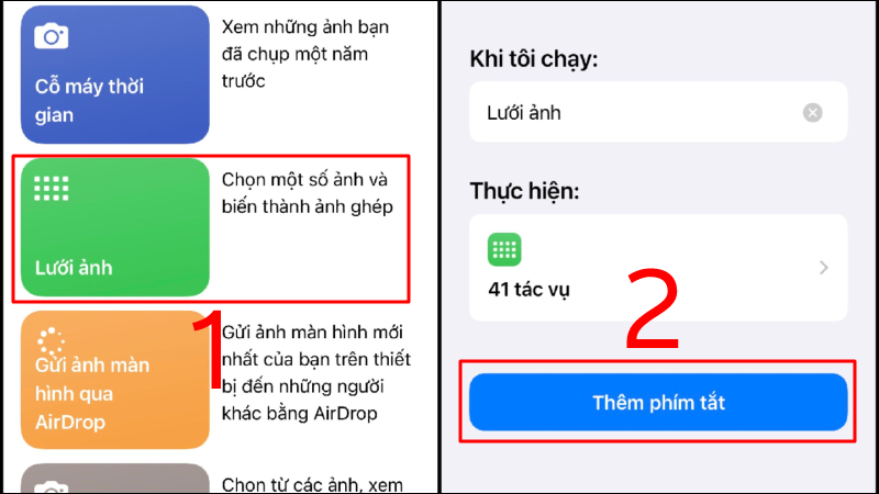 Nhấn chọn Thêm phím tắt tại mục Lưới ảnh Nhấn chọn Thêm phím tắt tại mục Lưới ảnh